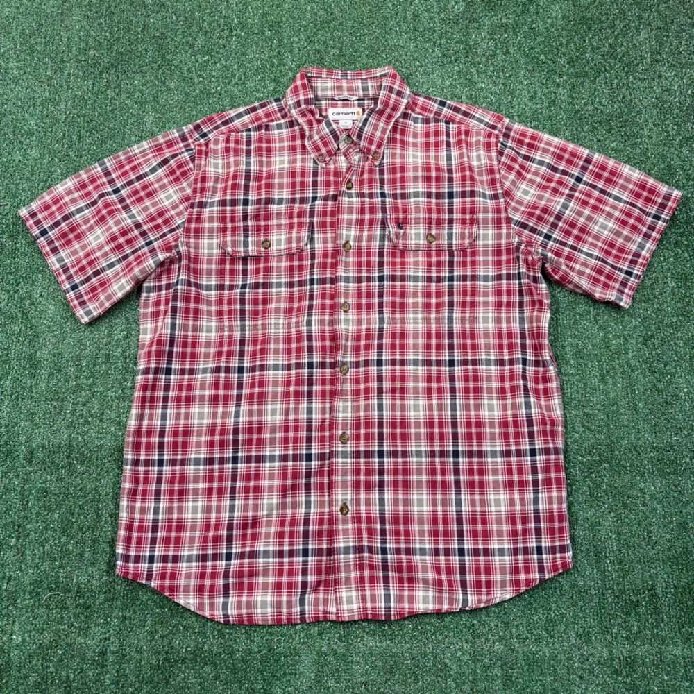 Vintage 2000's Carhartt Plaid Short Sleeve Button Down Shirt